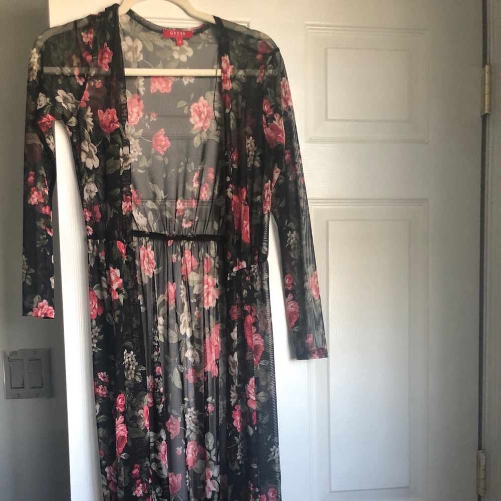 Guess Floral Cardigan/ length down to feet/Mesh